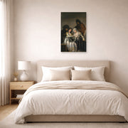 Unframed poster print of Francisco Goya's Majas on a Balcony displayed on a wall in a bedroom