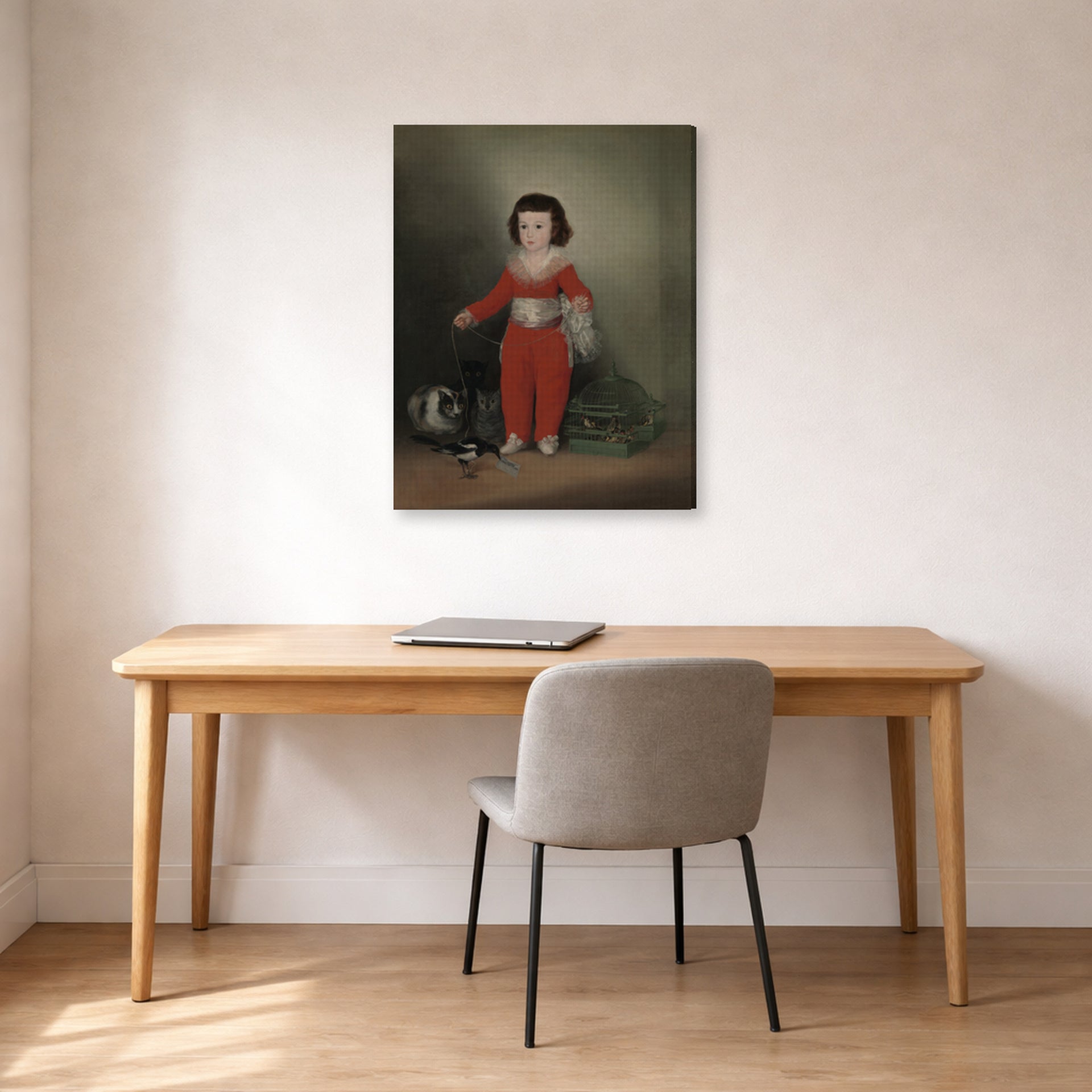 Gallery-wrapped canvas print of Francisco Goya's Manuel Osorio Manrique de Zuniga displayed on a wall in a office