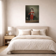Unframed poster print of Francisco Goya's Manuel Osorio Manrique de Zuniga displayed on a wall in a bedroom
