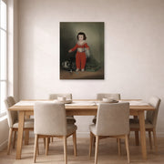 Unframed poster print of Francisco Goya's Manuel Osorio Manrique de Zuniga displayed on a wall in a dining room