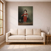 Unframed poster print of Francisco Goya's Manuel Osorio Manrique de Zuniga displayed on a wall in a living room