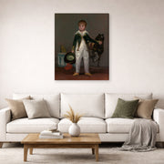 Gallery-wrapped canvas print of Francisco Goya's Pepito displayed on a wall in a second living room setting