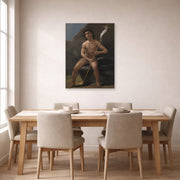 Unframed poster print of Francisco Goya's Saint John the Baptist as a Child in the Desert displayed on a wall in a dining room