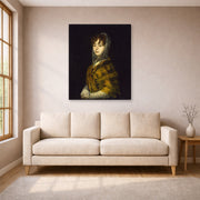 Gallery-wrapped canvas print of Francisco Goya's Senora Sabasa Garcia displayed on a wall in a living room