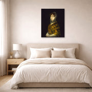 Unframed poster print of Francisco Goya's Senora Sabasa Garcia displayed on a wall in a bedroom