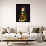 Unframed poster print of Francisco Goya's Senora Sabasa Garcia displayed on a wall in a second living room setting