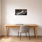 Gallery-wrapped canvas print of Francisco Goya's The Clothed Maja (La maja vestida) displayed on a wall in a office
