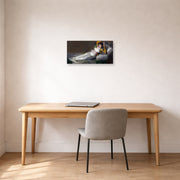 Unframed poster print of Francisco Goya's The Clothed Maja (La maja vestida) displayed on a wall in a office