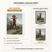 Francisco Goya - The Gigantillas canvas print size comparison and framing display infographic