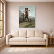 Gallery-wrapped canvas print of Francisco Goya's The Gigantillas displayed on a wall in a living room