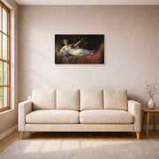 Gallery-wrapped canvas print of Francisco Goya's The Marchioness of Santa Cruz displayed on a wall in a living room