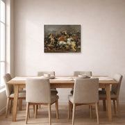Gallery-wrapped canvas print of Francisco Goya's The Second of May displayed on a wall in a dining room