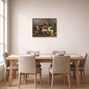 Unframed poster print of Francisco Goya's The Second of May displayed on a wall in a dining room