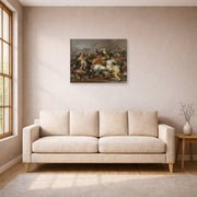 Unframed poster print of Francisco Goya's The Second of May displayed on a wall in a living room