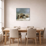 Gallery-wrapped canvas print of Francisco Goya's The Snowstorm (Winter) displayed on a wall in a dining room