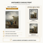 Francisco Goya - The Strolling Players canvas print size comparison and framing display infographic