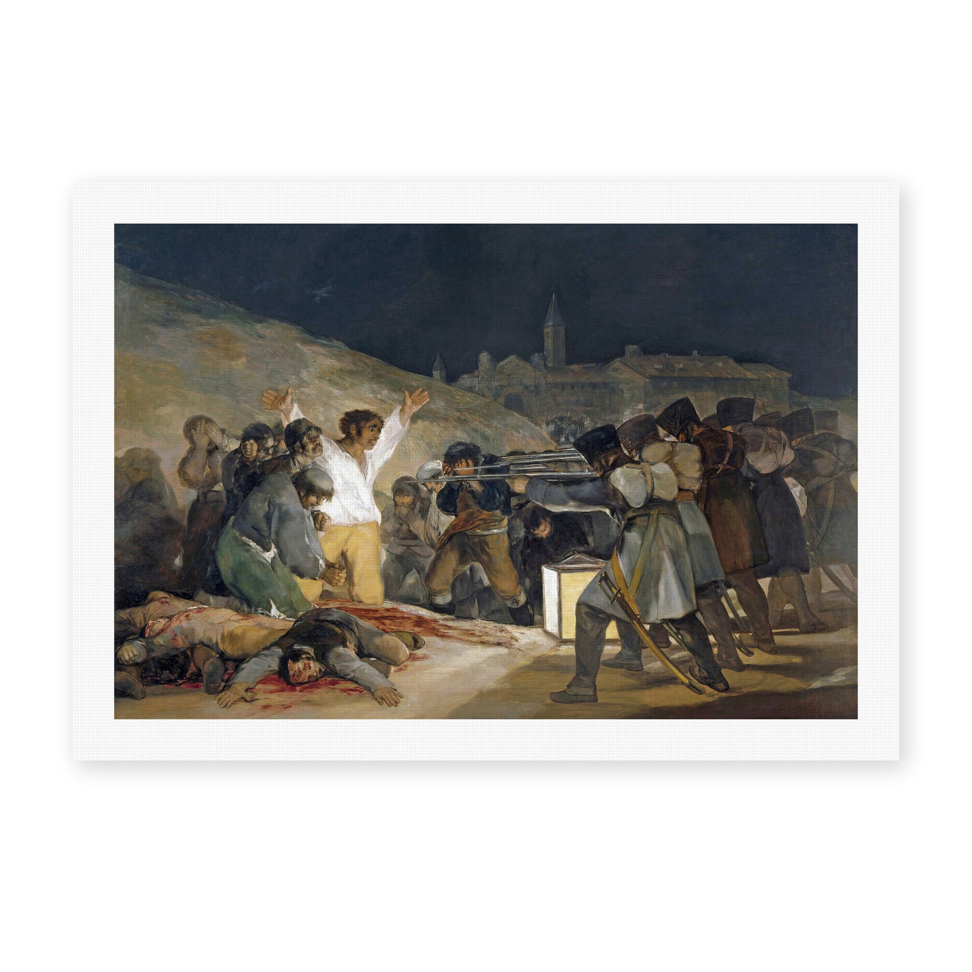 Francisco Goya's 'The Third of May 1808, El tres de mayo de 1808 en Madrid' painting reproduced as a rolled canvas print