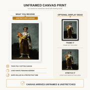 Francisco Goya - The Water Carrie canvas print size comparison and framing display infographic