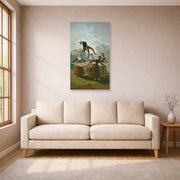 Unframed poster print of Francisco Goya's The Wimp displayed on a wall in a living room