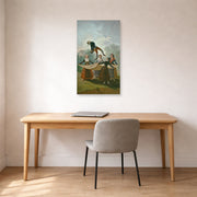 Unframed poster print of Francisco Goya's The Wimp displayed on a wall in a office