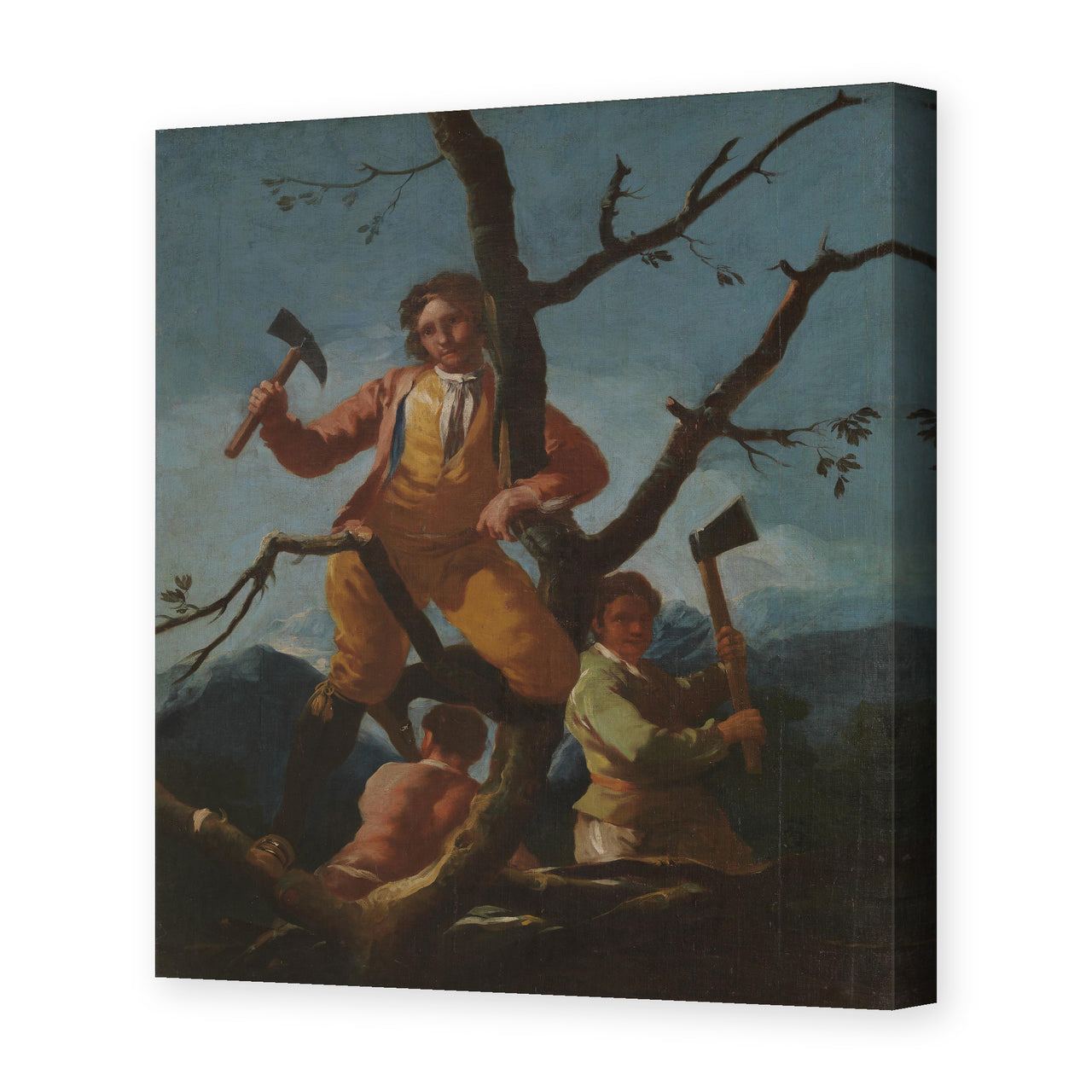 Francisco Goya's 'Woodcutters' painting reproduced as a gallery-wrapped canvas print