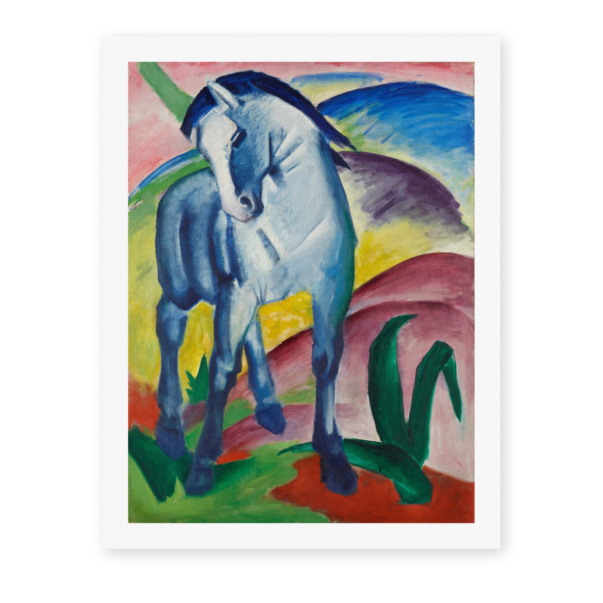 Franz Marc's 'Blue Horse' painting reproduced as a rolled canvas print