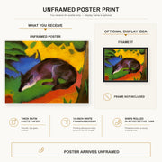 Franz Marc - Fox poster print size comparison and framing display infographic