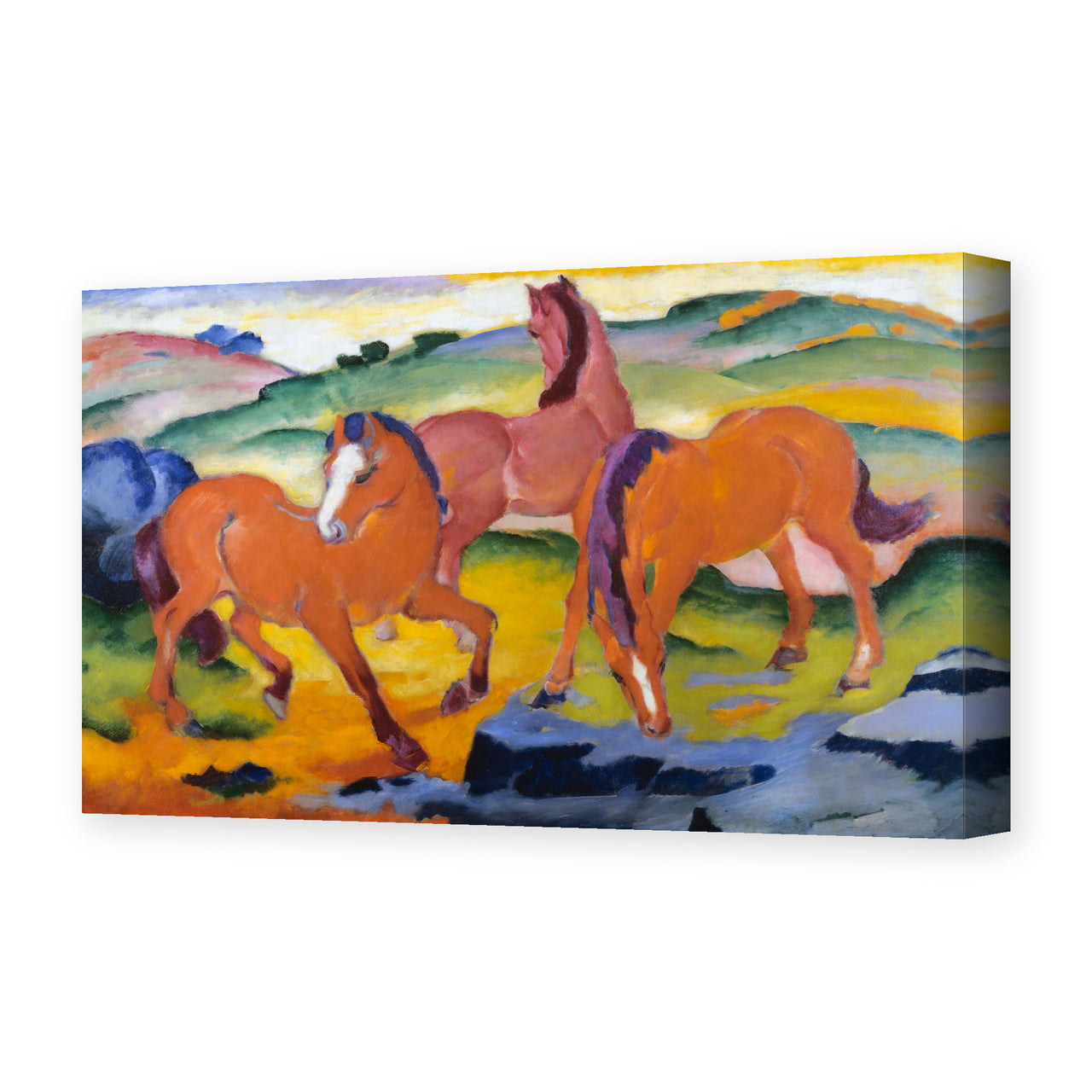 Franz Marc's 'Grazing Horses IV (The Red Horses)' painting reproduced as a gallery-wrapped canvas print