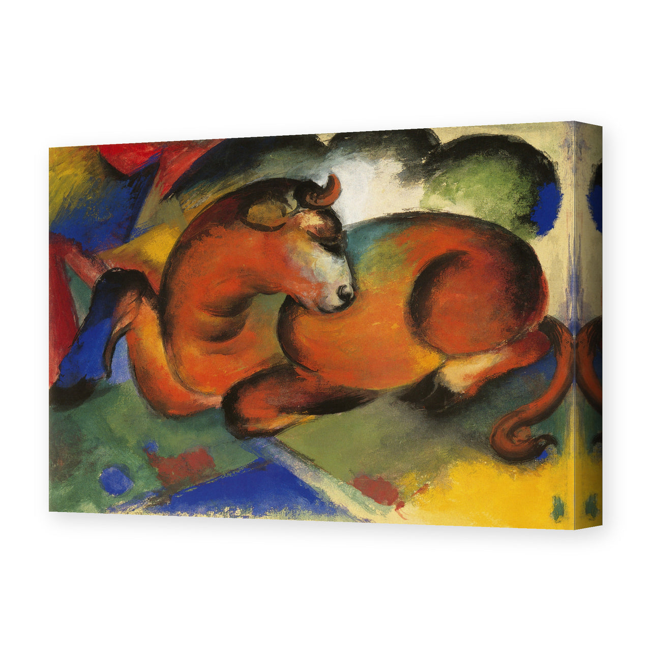 Franz Marc's 'Red Bull' painting reproduced as a gallery-wrapped canvas print