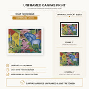 Franz Marc - The Dream canvas print size comparison and framing display infographic