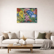 Gallery-wrapped canvas print of Franz Marc's The Dream displayed on a wall in a living room