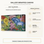 Franz Marc - The Dream gallery wrap canvas construction and hanging details infographic