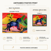 Franz Marc - The Little Blue Horse poster print size comparison and framing display infographic