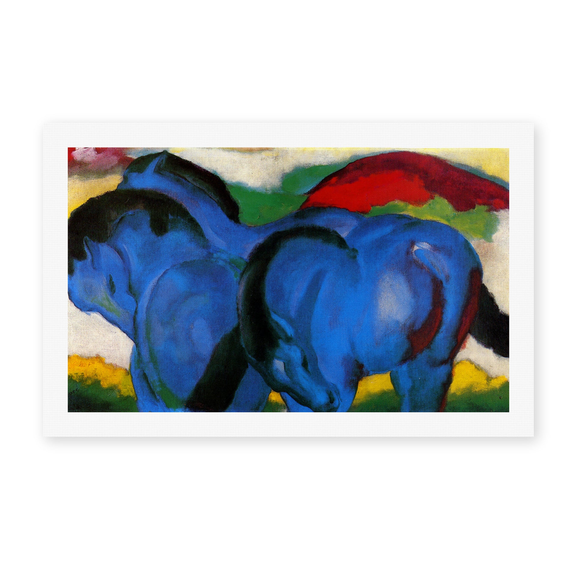 Franz Marc's 'The Little Blue Horses' painting reproduced as a rolled canvas print