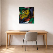 Gallery-wrapped canvas print of Franz Marc's The Tiger displayed on a wall in an office