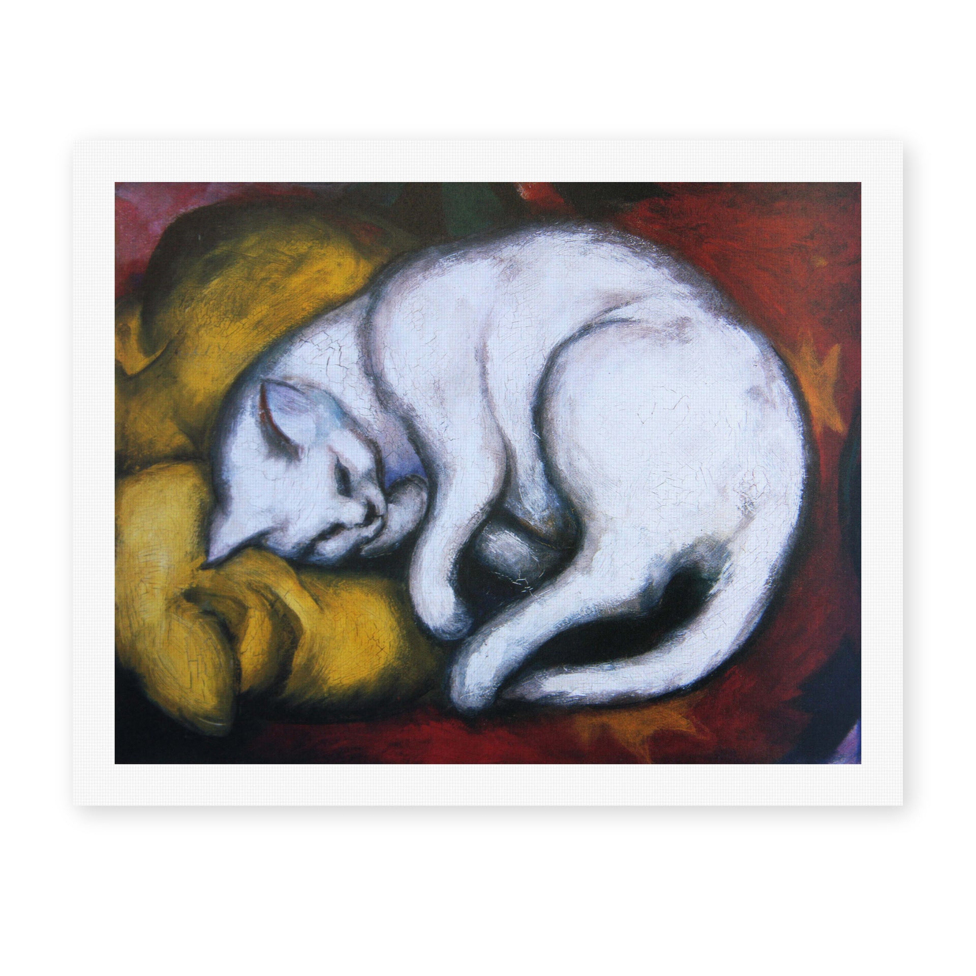 Franz Marc's 'The White Cat' painting reproduced as a rolled canvas print