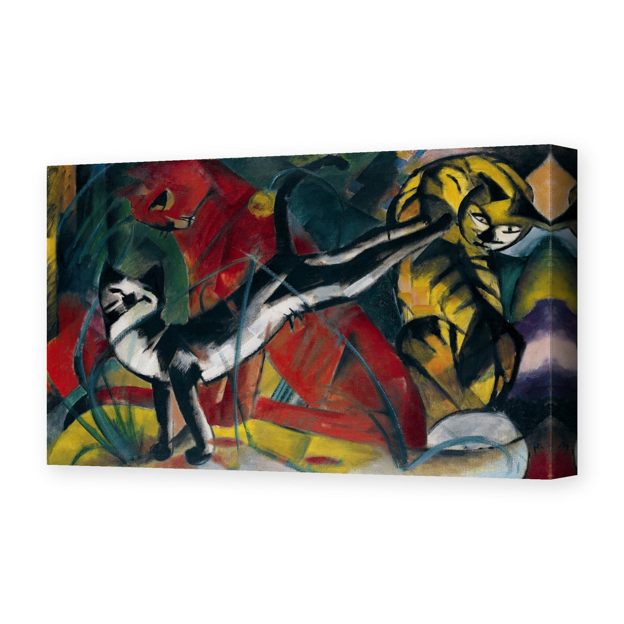 Franz Marc's 'Three Cats' painting reproduced as a gallery-wrapped canvas print