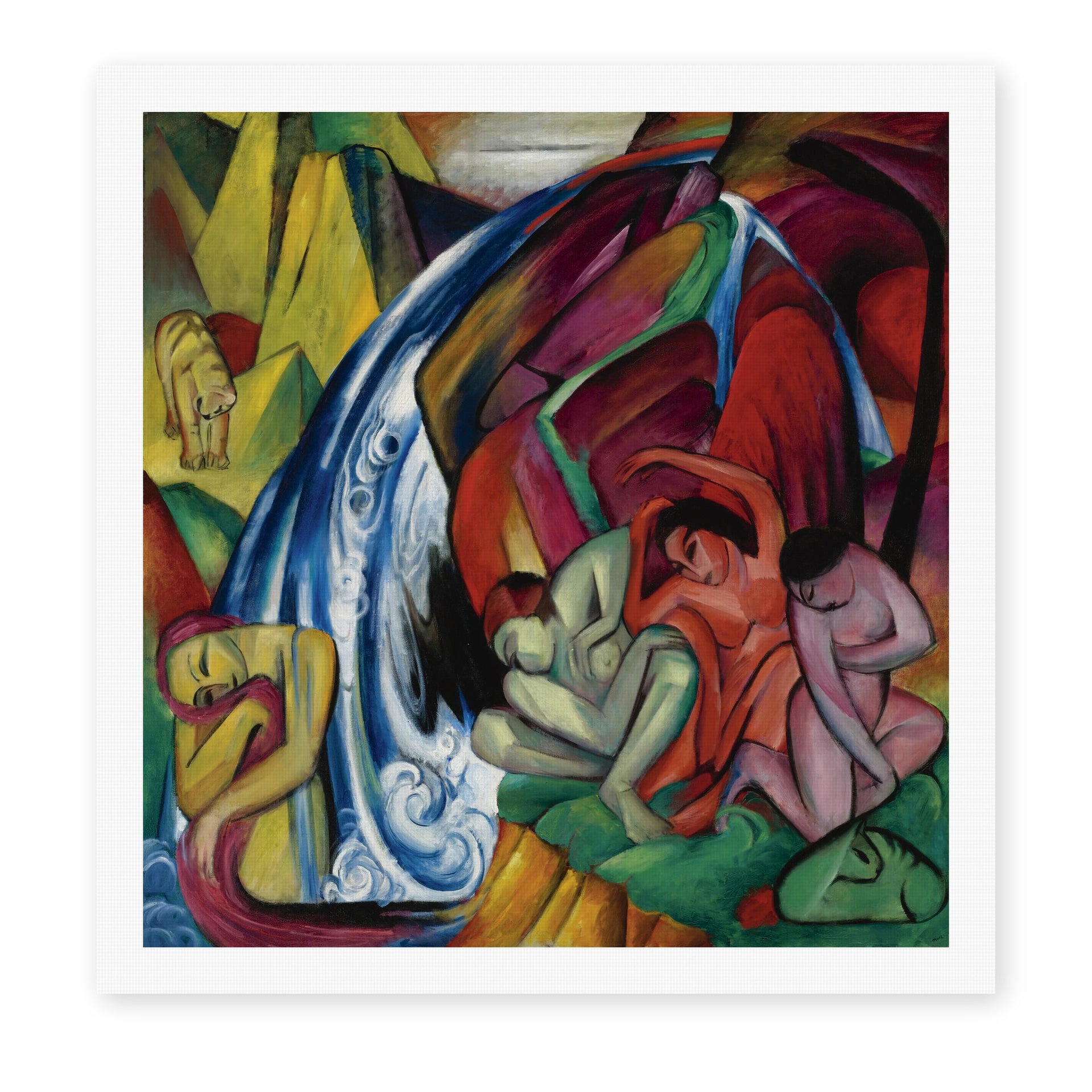 Franz Marc's 'Waterfall' painting reproduced as a rolled canvas print