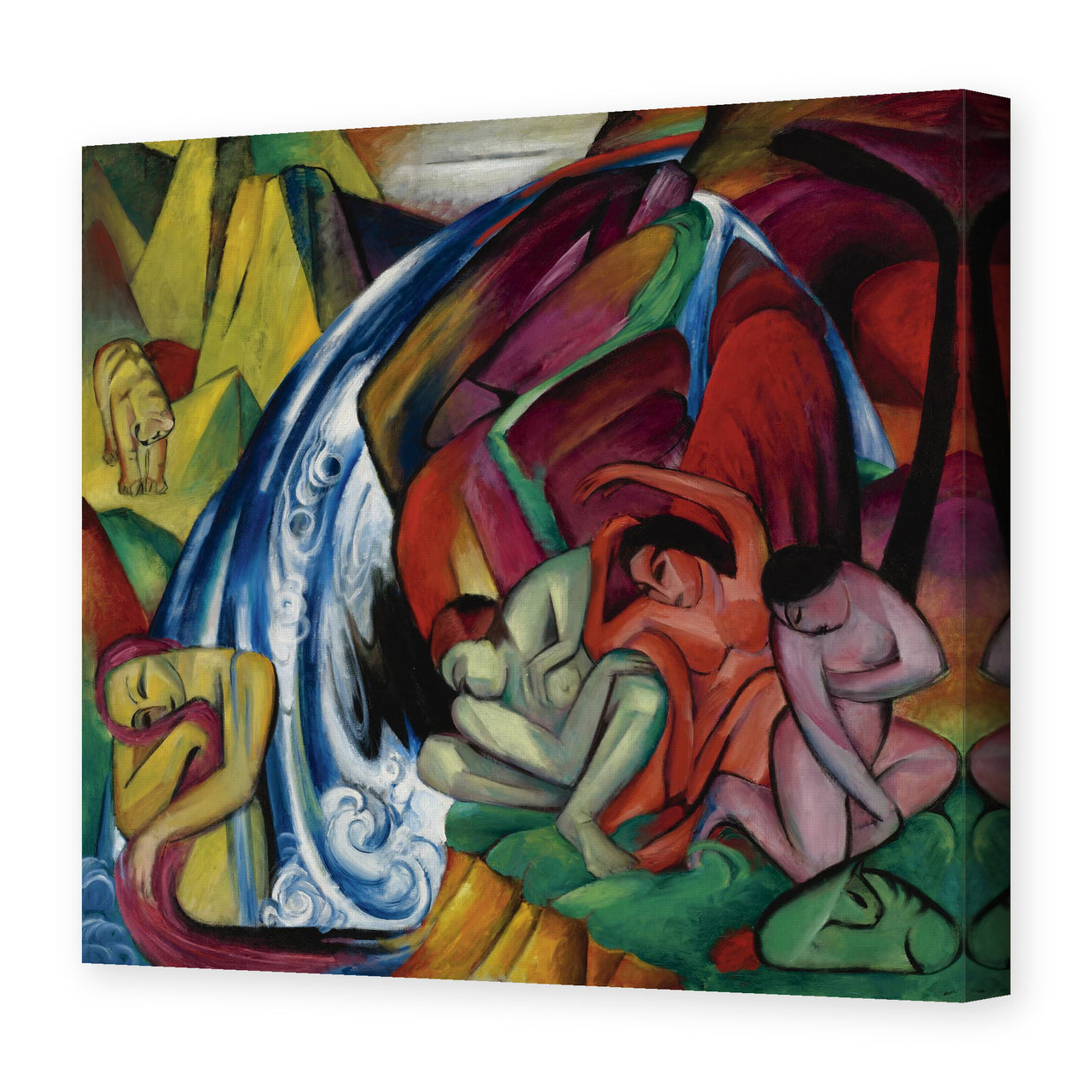 Franz Marc's 'Waterfall' painting reproduced as a gallery-wrapped canvas print