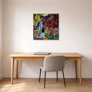 Gallery-wrapped canvas print of Franz Marc's Waterfall displayed on a wall in an office