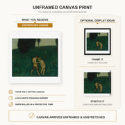 Franz Stuck - Firefly canvas print size comparison and framing display infographic