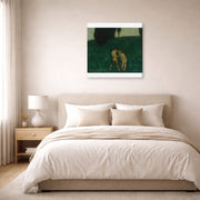 Gallery-wrapped canvas print of Franz Stuck's Firefly displayed on a wall in a bedroom