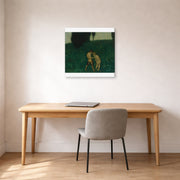 Gallery-wrapped canvas print of Franz Stuck's Firefly displayed on a wall in a office