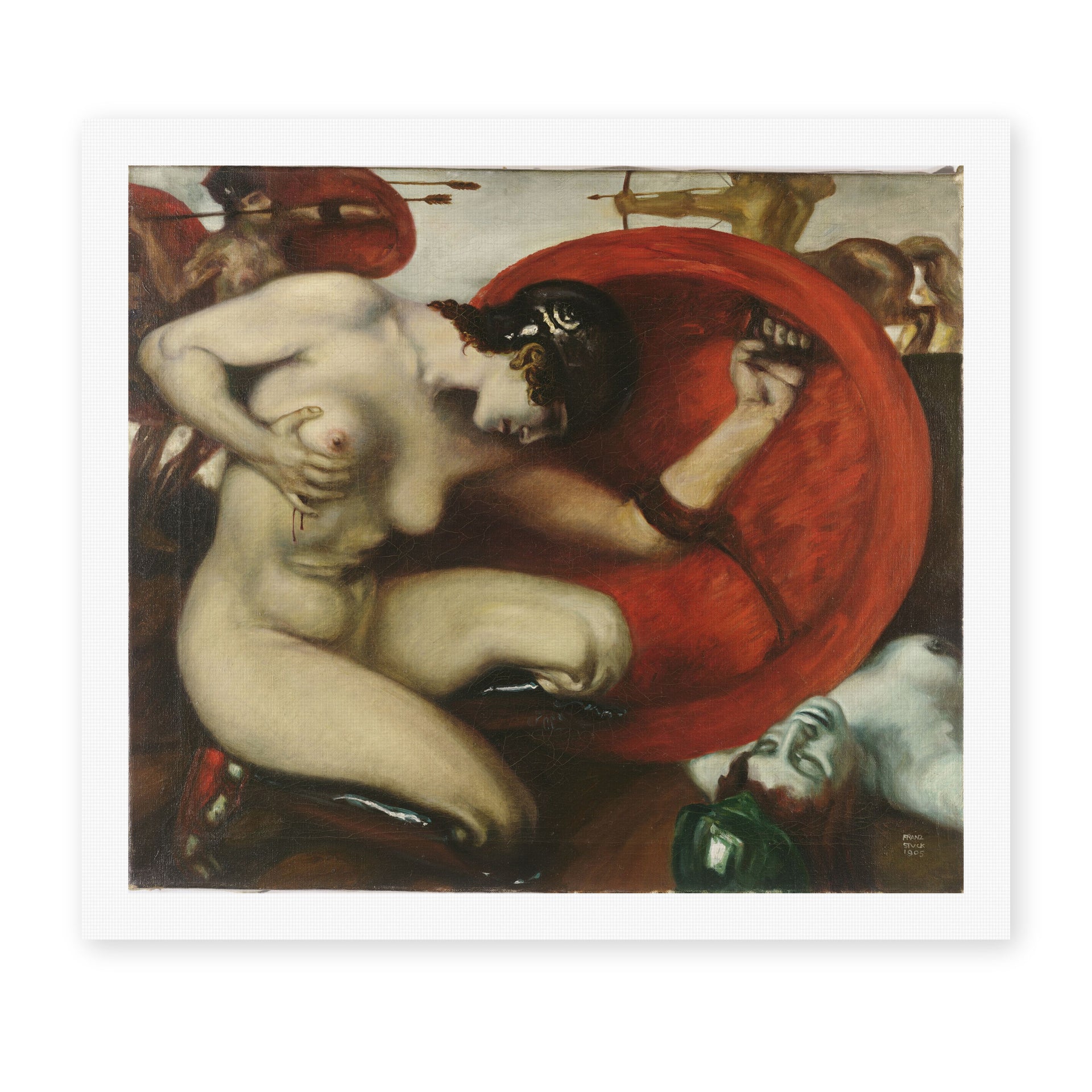 Franz Stuck's 'Wounded Amazon' painting reproduced as a rolled canvas print
