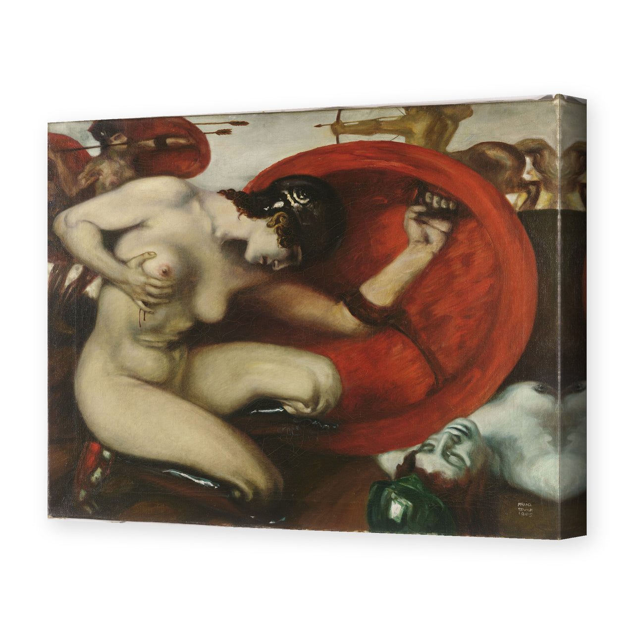 Franz Stuck's 'Wounded Amazon' painting reproduced as a gallery-wrapped canvas print