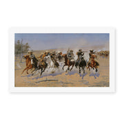 Frederic Remington's 'A Dash for the Timber' painting reproduced as a rolled canvas print