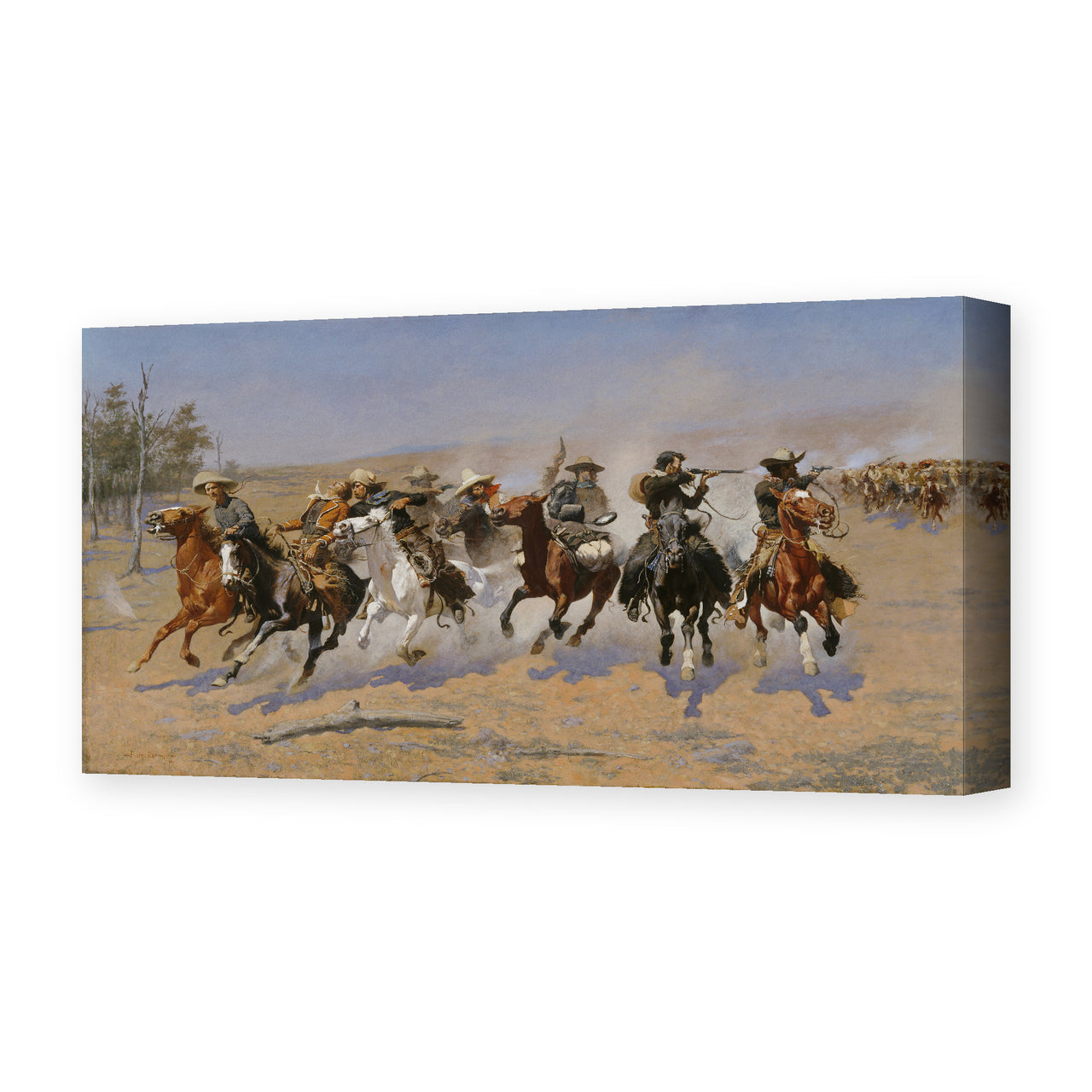 Frederic Remington's 'A Dash for the Timber' painting reproduced as a gallery-wrapped canvas print