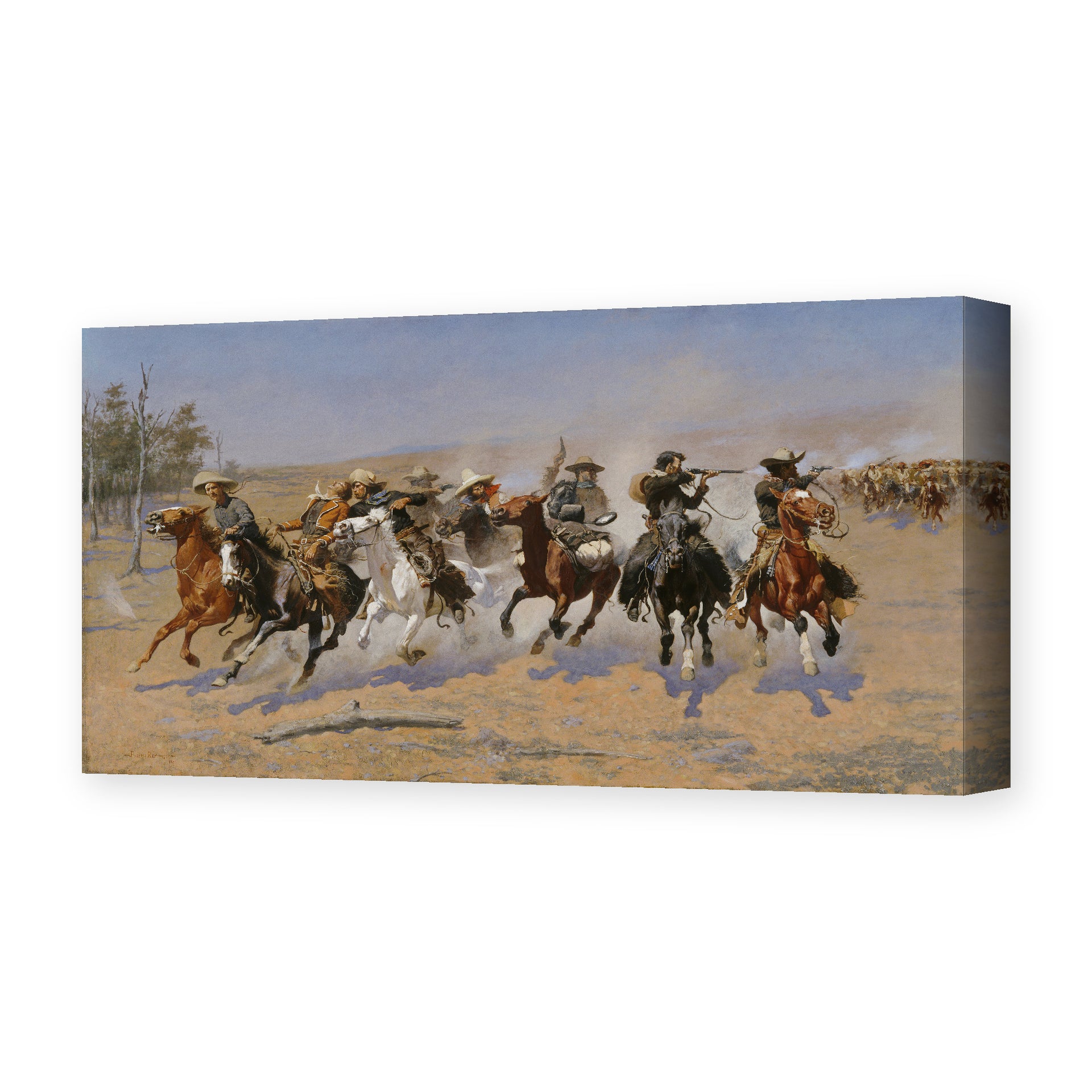 Frederic Remington's 'A Dash for the Timber' painting reproduced as a gallery-wrapped canvas print