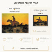 Frederic Remington - Against The Sunset poster print size comparison and framing display infographic