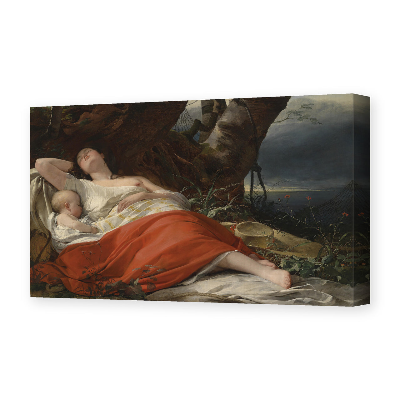 Friedrich von Amerling's 'Sleeping Fisherwoman' painting reproduced as a gallery-wrapped canvas print